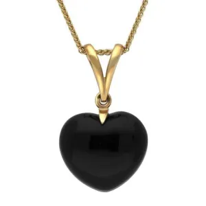 9ct Yellow Gold Whitby Jet Small Heart Split Bail Necklace