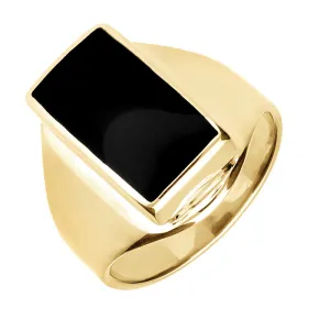 9ct Yellow Gold Whitby Jet Small Oblong Ring