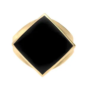 9ct Yellow Gold Whitby Jet Small Rhombus Ring