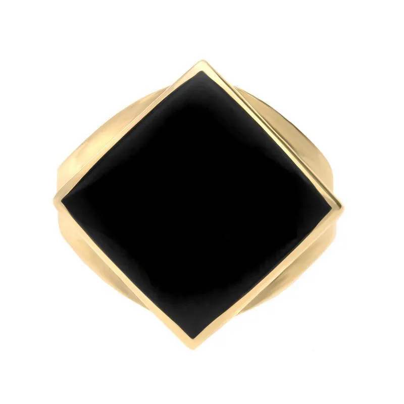 9ct Yellow Gold Whitby Jet Small Rhombus Ring