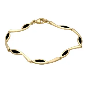 9ct Yellow Gold Whitby Jet Toscana Marquise Link Bracelet