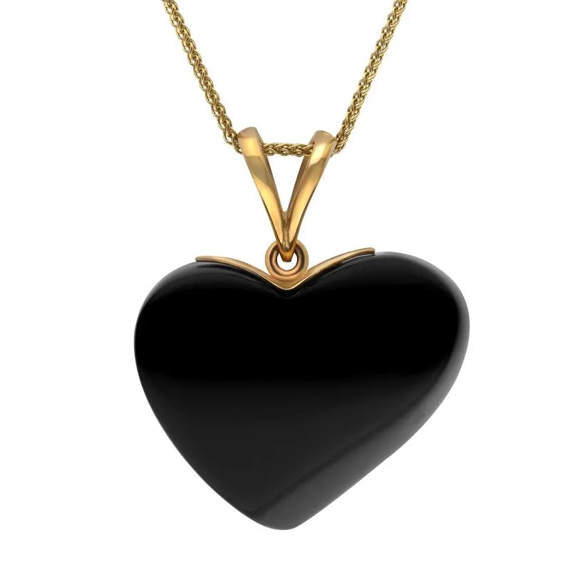 9ct Yellow Gold Whitby Jet Unique Heart Split Bail Necklace