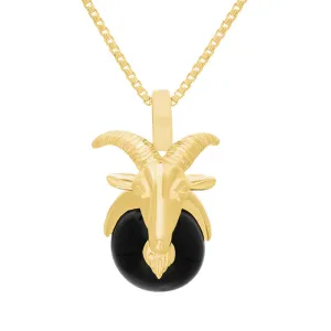9ct Yellow Gold Whitby Jet Zodiac Capricorn 9mm Bead Pendant