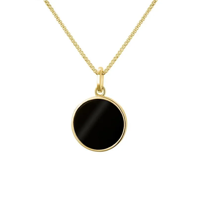 9ct Yellow Gold Whitby Jet Zodiac Taurus Round Necklace