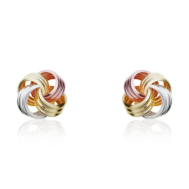 9ct Yellow Rose and White Gold 9mm Looped Knot Stud Earrings