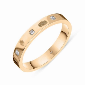 9ct Rose Gold 0.09ct Diamond King's Coronation Hallmark Princess Cut 3mm Ring D