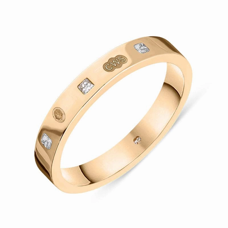 9ct Rose Gold 0.09ct Diamond King's Coronation Hallmark Princess Cut 3mm Ring D