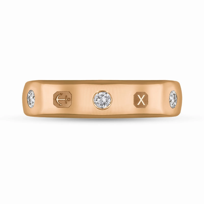 9ct Rose Gold 0.15ct Diamond Queen's Jubilee Hallmark 5mm Ring D