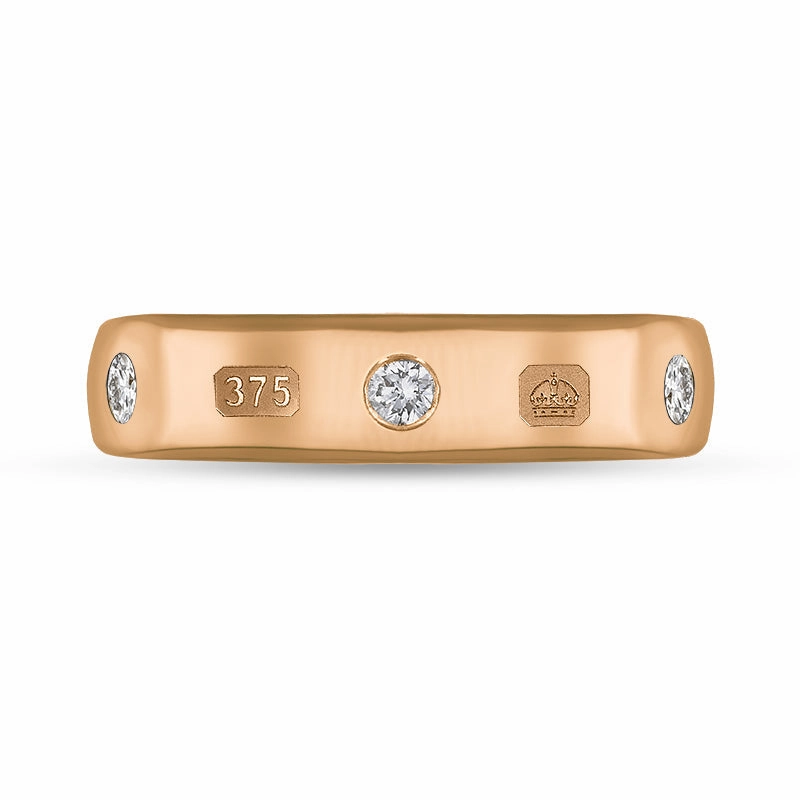 9ct Rose Gold 0.15ct Diamond Queen's Jubilee Hallmark 5mm Ring D