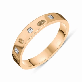 9ct Rose Gold 0.18ct Diamond King's Coronation Hallmark Princess Cut 4mm Ring D
