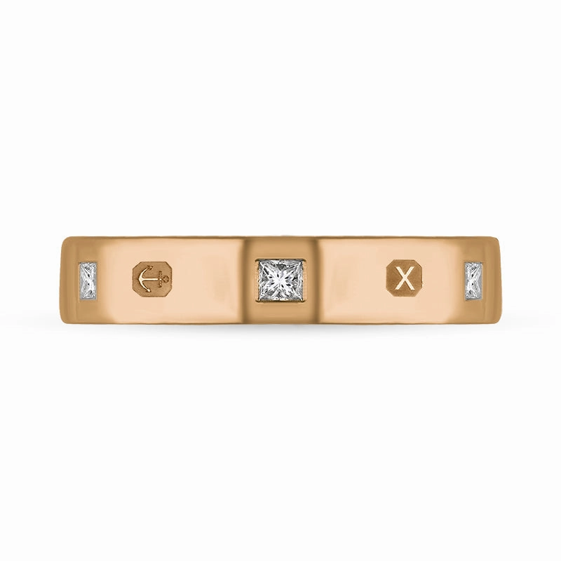 9ct Rose Gold 0.18ct Diamond Queen's Jubilee Hallmark Princess Cut 4mm Ring D
