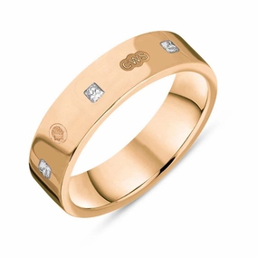 9ct Rose Gold 0.24ct Diamond King's Coronation Hallmark Princess Cut 5mm Ring D