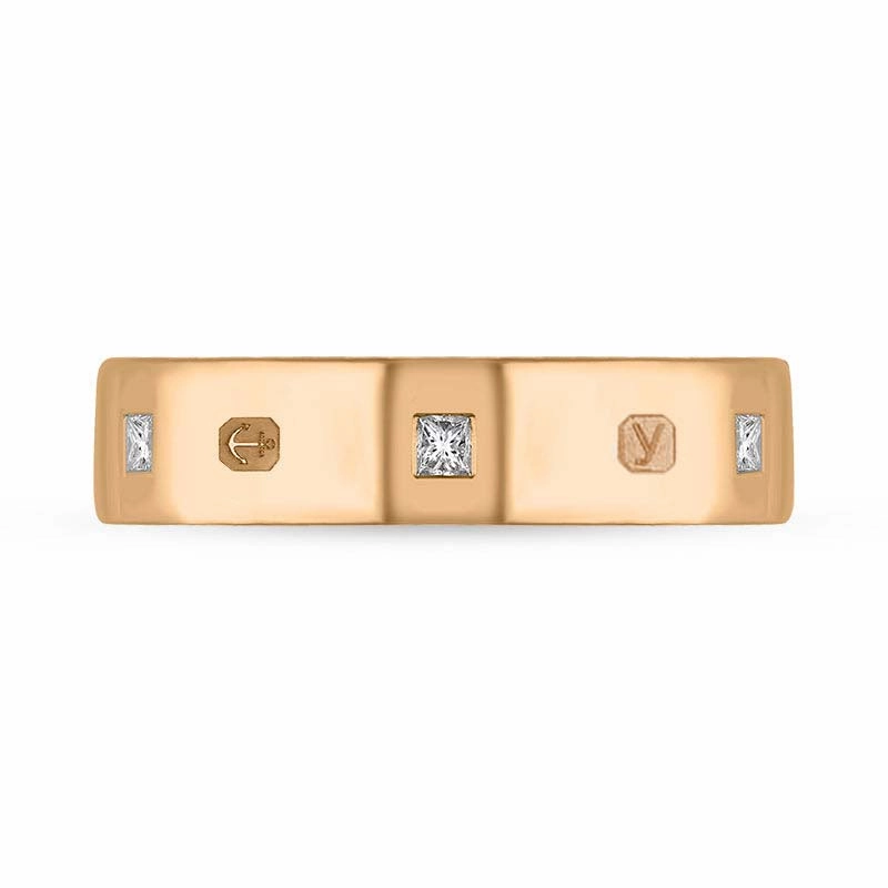 9ct Rose Gold 0.24ct Diamond King's Coronation Hallmark Princess Cut 5mm Ring D