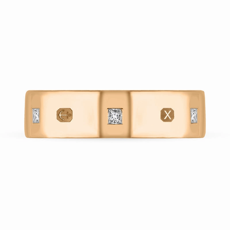 9ct Rose Gold 0.36ct Diamond King's Coronation Hallmark Princess Cut 6mm Ring D