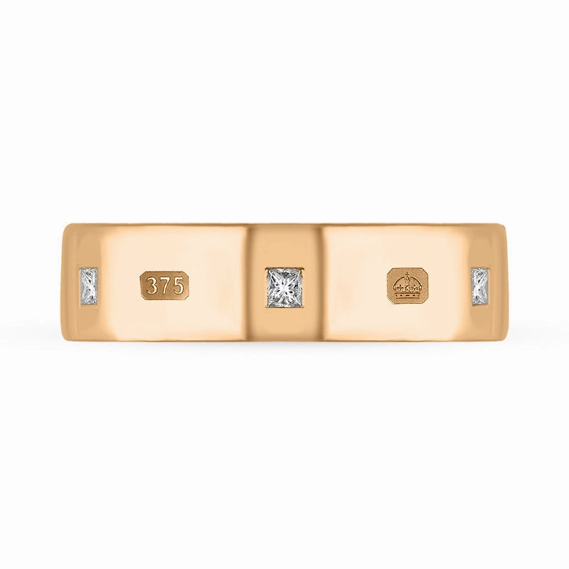 9ct Rose Gold 0.36ct Diamond Queen's Jubilee Hallmark Princess Cut 6mm Ring D
