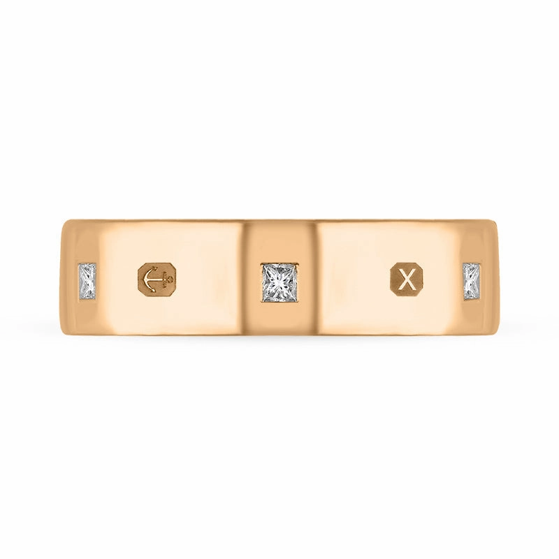 9ct Rose Gold 0.36ct Diamond Queen's Jubilee Hallmark Princess Cut 6mm Ring D