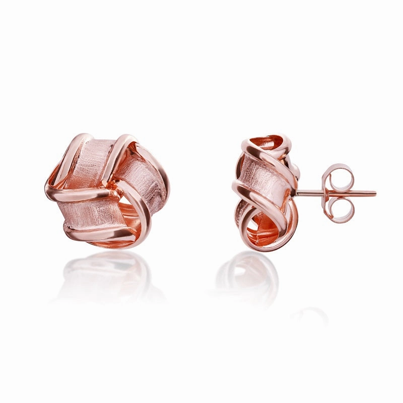 9ct Rose Gold 10mm Looped Knot Stud Earrings