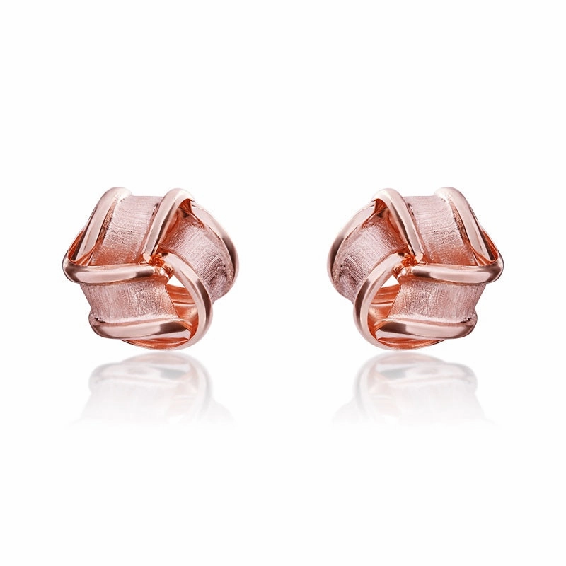 9ct Rose Gold 10mm Looped Knot Stud Earrings