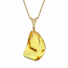 9ct Rose Gold Baltic Amber Split Bail Unique Necklace D