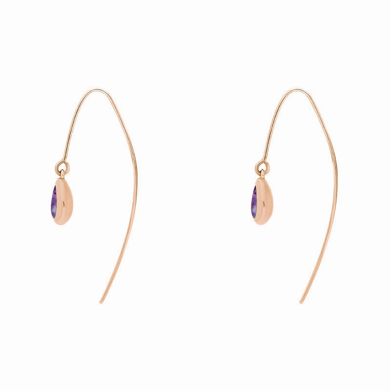 9ct Rose Gold Blue John Cross Disc Drop Earrings