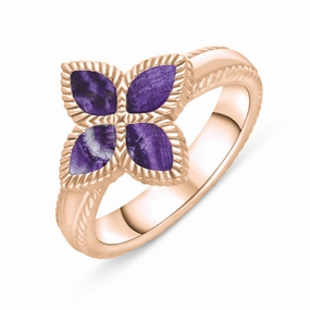 9ct Rose Gold Blue John eden Marquise Flower Ring