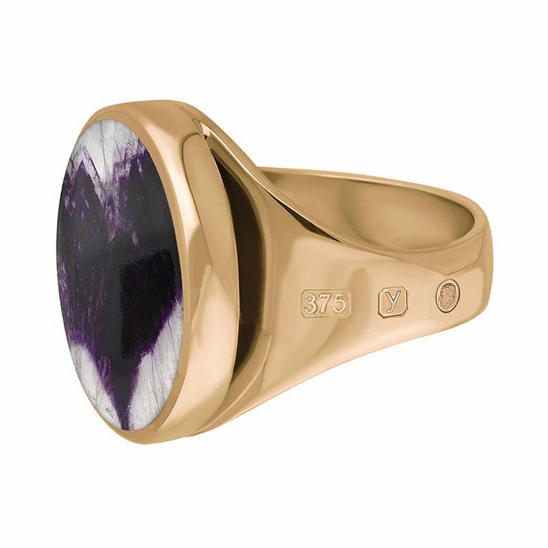 9ct Rose Gold Blue John King's Coronation Hallmark Small Round Ring D