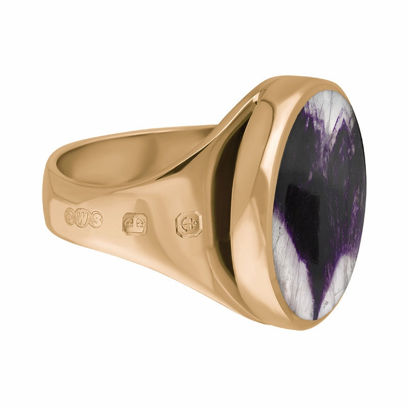 9ct Rose Gold Blue John King's Coronation Hallmark Small Round Ring D