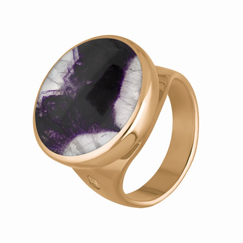 9ct Rose Gold Blue John King's Coronation Hallmark Small Round Ring D