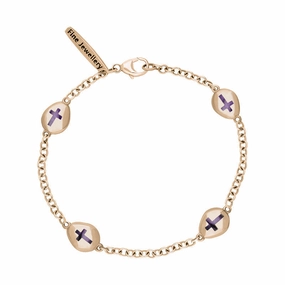 9ct Rose Gold Blue John Oval Cross Detail Four Stone Bracelet