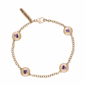 9ct Rose Gold Blue John Oval Heart Detail Four Stone Bracelet