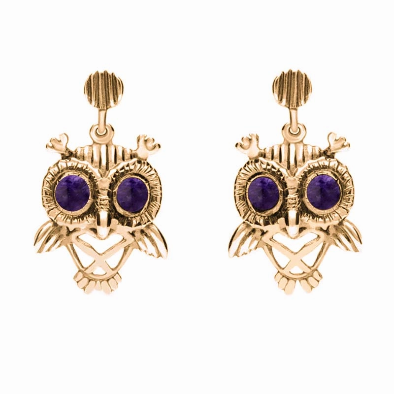 9ct Rose Gold Blue John Owl Stud Earrings