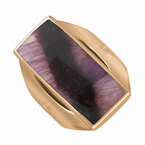 9ct Rose Gold Blue John Queen's Jubilee Hallmark Medium Oblong Ring D