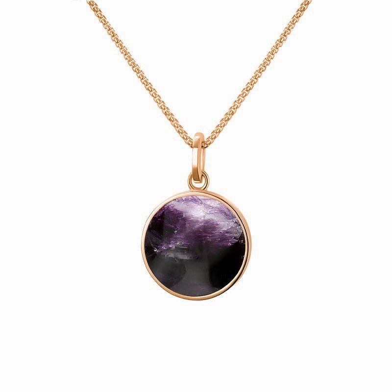 9ct Rose Gold Blue John  Zodiac Taurus Round Necklace