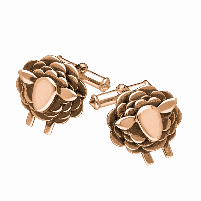 9ct Rose Gold Sheep Cufflinks