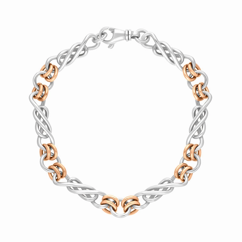 9ct Rose Gold Sterling Silver Celtic Twist Handmade Bracelet