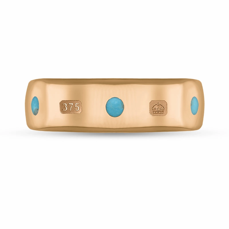 9ct Rose Gold Turquoise King's Coronation Hallmark 6mm Ring D