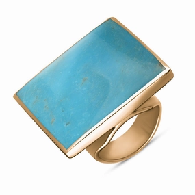 9ct Rose Gold Turquoise King's Coronation Hallmark Large Square Ring D