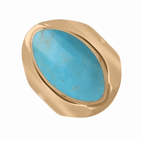 9ct Rose Gold Turquoise King's Coronation Hallmark Medium Oval Ring D