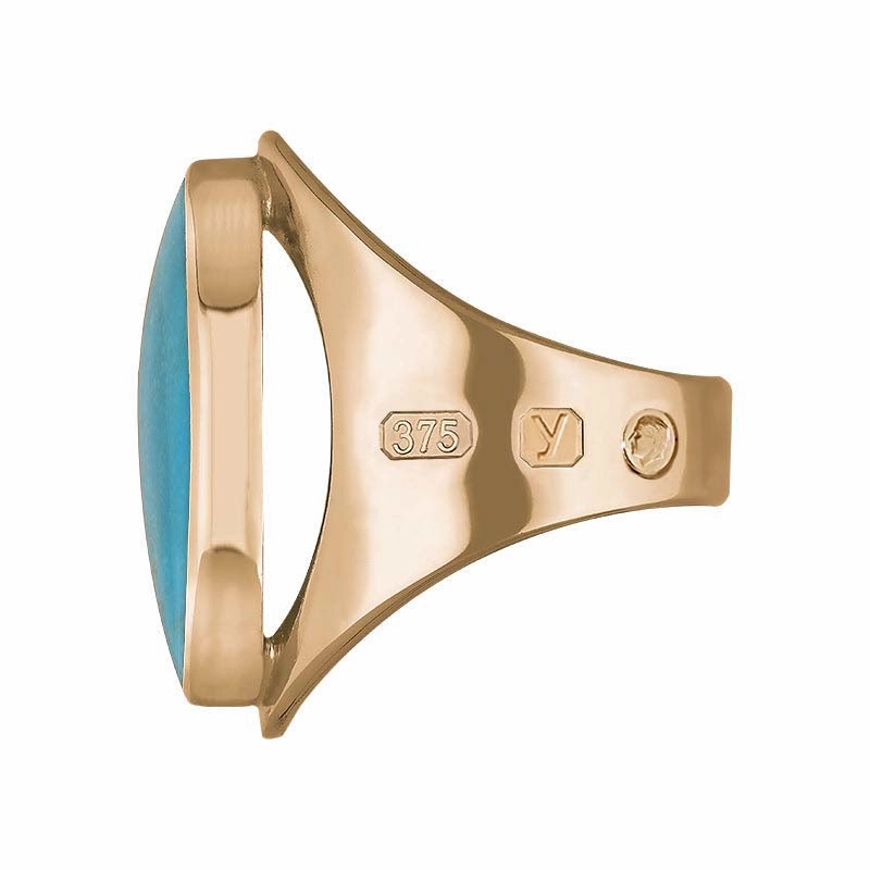 9ct Rose Gold Turquoise King's Coronation Hallmark Medium Oval Ring D
