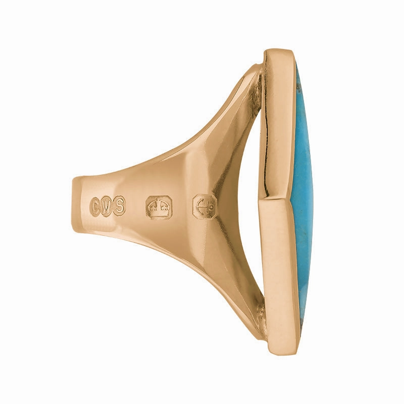 9ct Rose Gold Turquoise King's Coronation Hallmark Medium Rhombus Ring D
