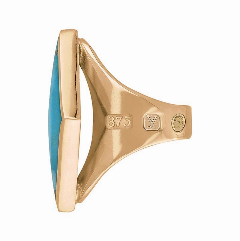 9ct Rose Gold Turquoise King's Coronation Hallmark Medium Rhombus Ring D