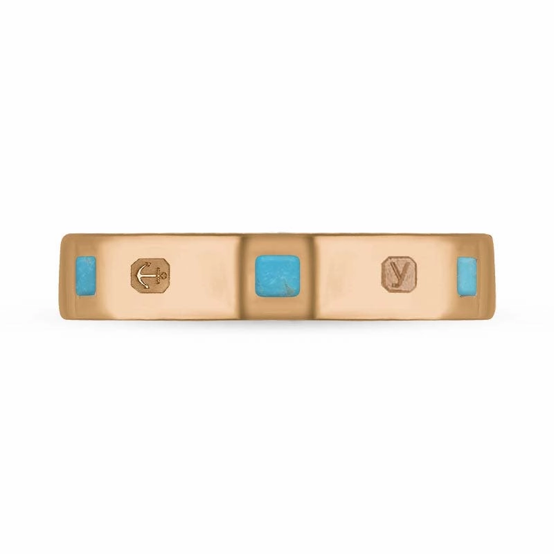 9ct Rose Gold Turquoise King's Coronation Hallmark Princess Cut 4mm Ring D