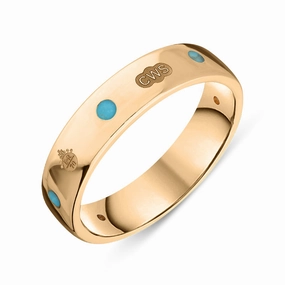 9ct Rose Gold Turquoise Queen's Jubilee Hallmark 5mm Ring D