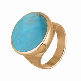 9ct Rose Gold Turquoise Queen's Jubilee Hallmark Small Round Ring D