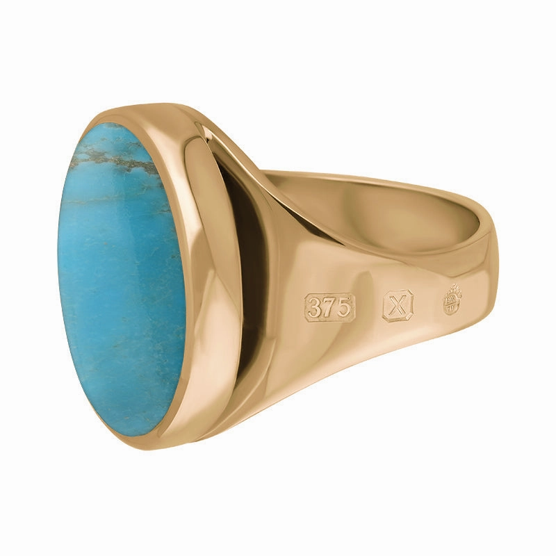 9ct Rose Gold Turquoise Queen's Jubilee Hallmark Small Round Ring D
