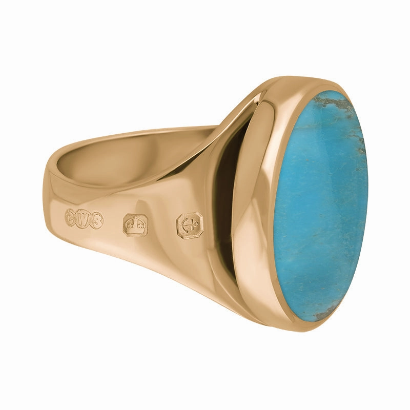 9ct Rose Gold Turquoise Queen's Jubilee Hallmark Small Round Ring D