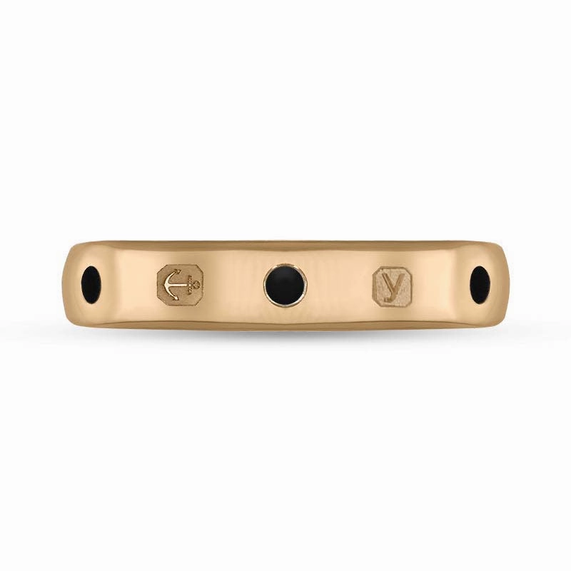 9ct Rose Gold Whitby Jet King's Coronation Hallmark 4mm Ring D