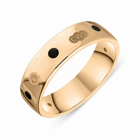 9ct Rose Gold Whitby Jet King's Coronation Hallmark 6mm Ring D