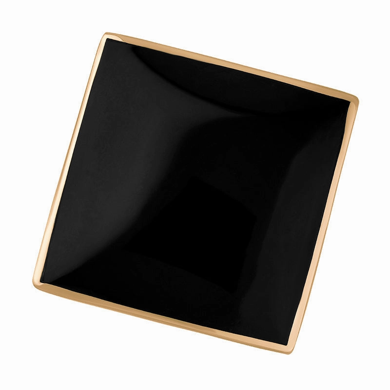 9ct Rose Gold Whitby Jet King's Coronation Hallmark Large Rhombus Ring D