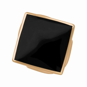 9ct Rose Gold Whitby Jet King's Coronation Hallmark Medium Rhombus Ring D